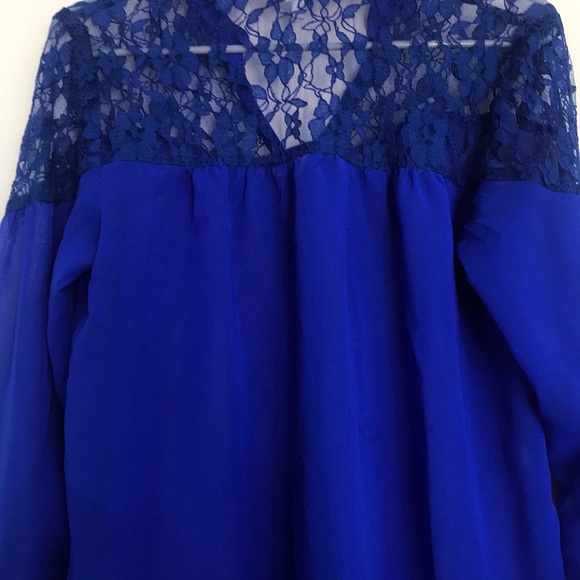 Royal Blue Lace Sheer Top - Picture 10 of 12